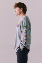 Grateful Dead Stealie Long Sleeve – Silver Grey Rainbow Skull Graphic Tee