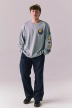 Grateful Dead Stealie Long Sleeve – Silver Grey Rainbow Skull Graphic Tee