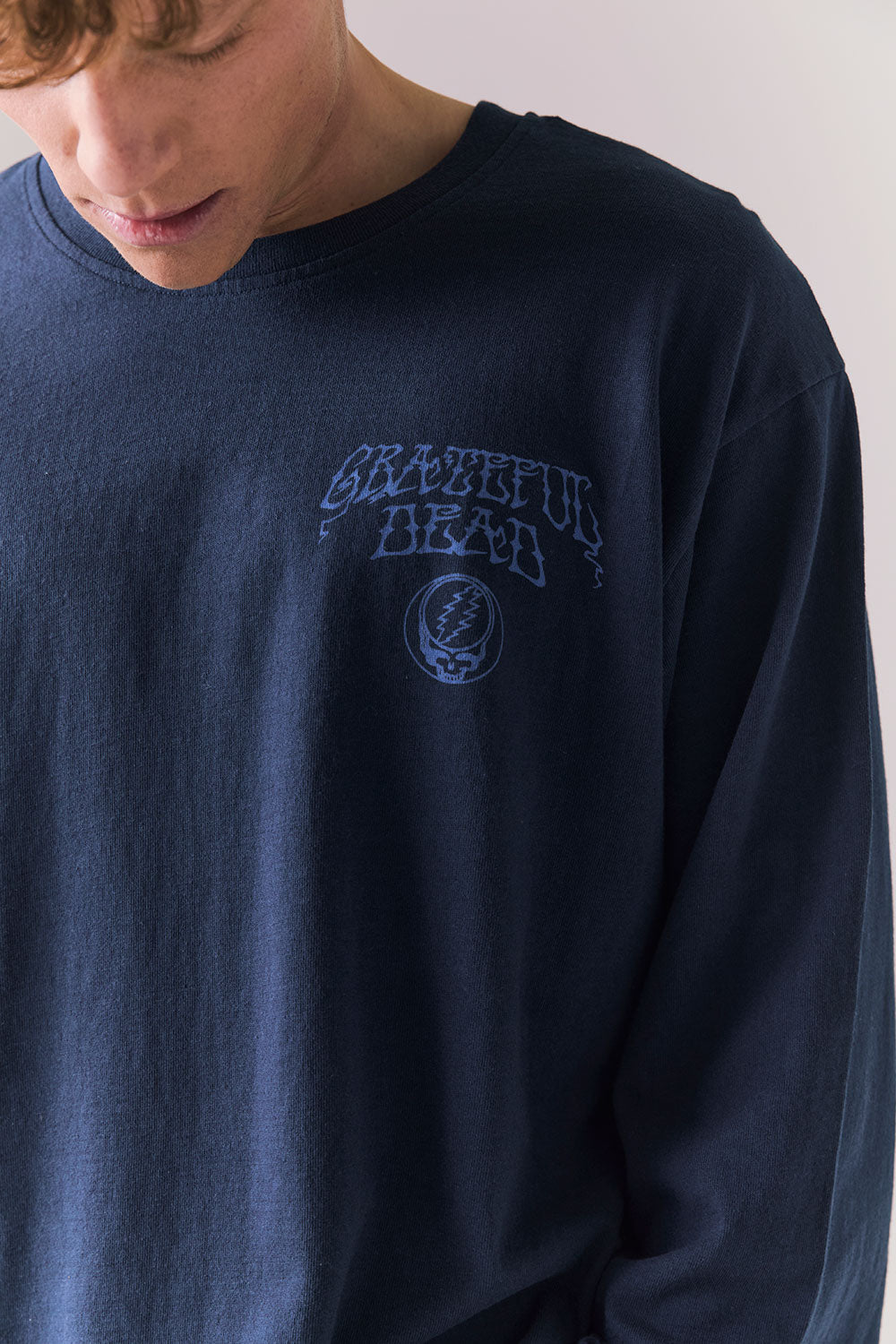 Grateful Dead Stealie Skull Long Sleeve – Dark and Stormy Blue Graphic Tee