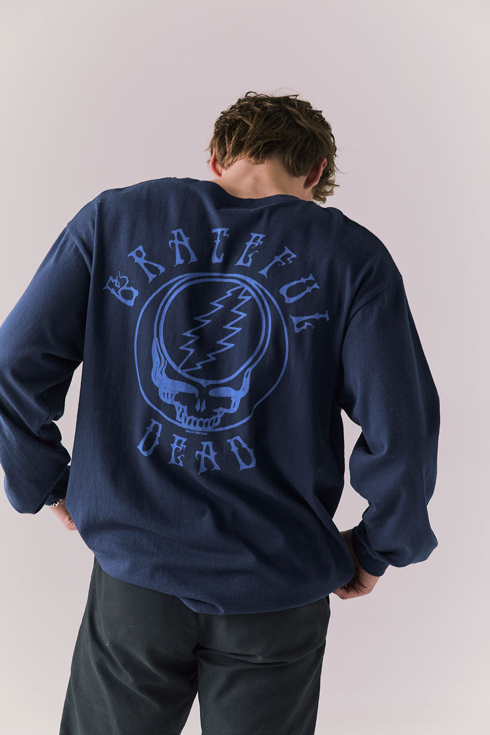 Grateful Dead Stealie Skull Long Sleeve – Dark and Stormy Blue Graphic Tee