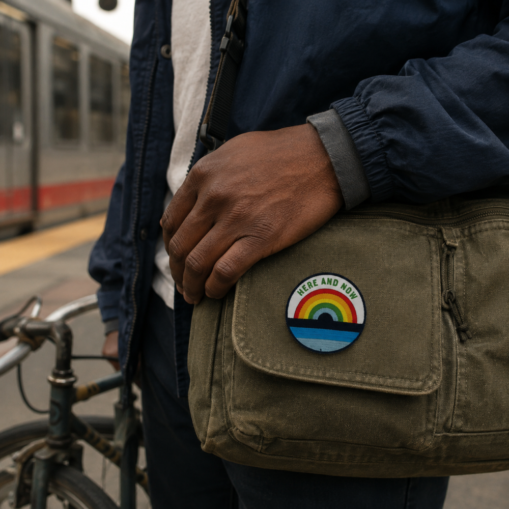 Fun Hear and Now Patch shown in a street-style lifestyle setting