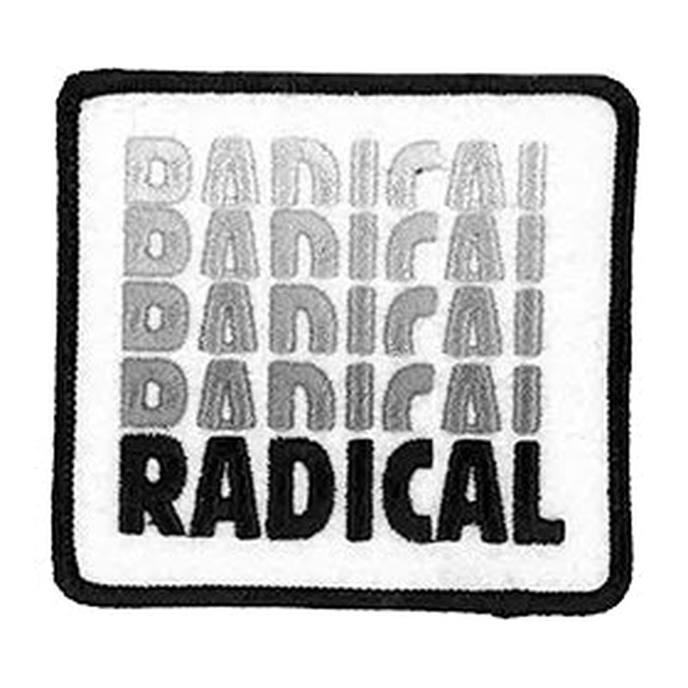 Fun Radical Patch with stacked faded gray and black radical lettering