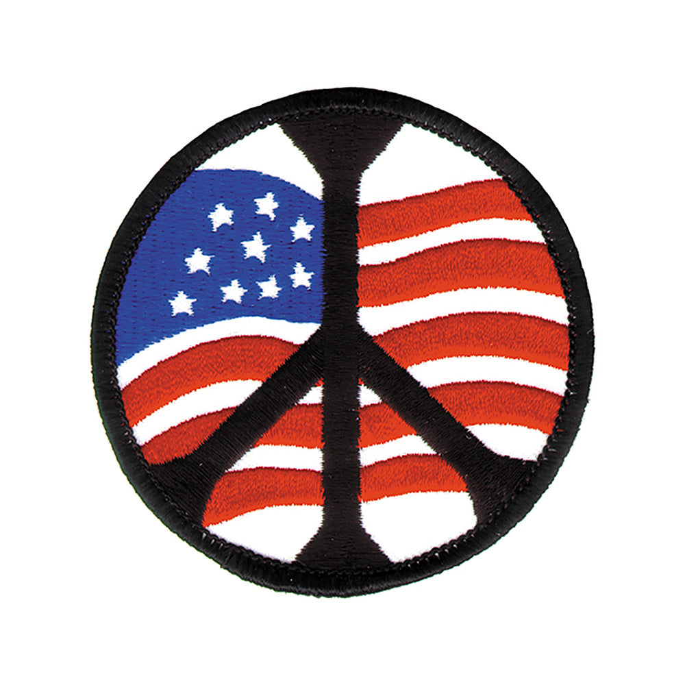USA Flag Peace Sign Patch 3" X 3" product flat on white background