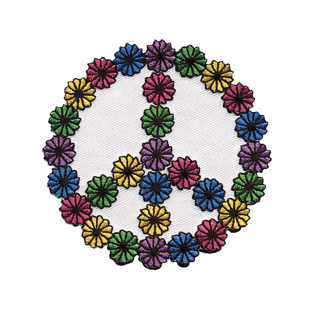 Flower Peace Sign Patch 3" X 3" product flat on white background