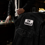 Fun I'm Single Patch shown in a street-style lifestyle setting