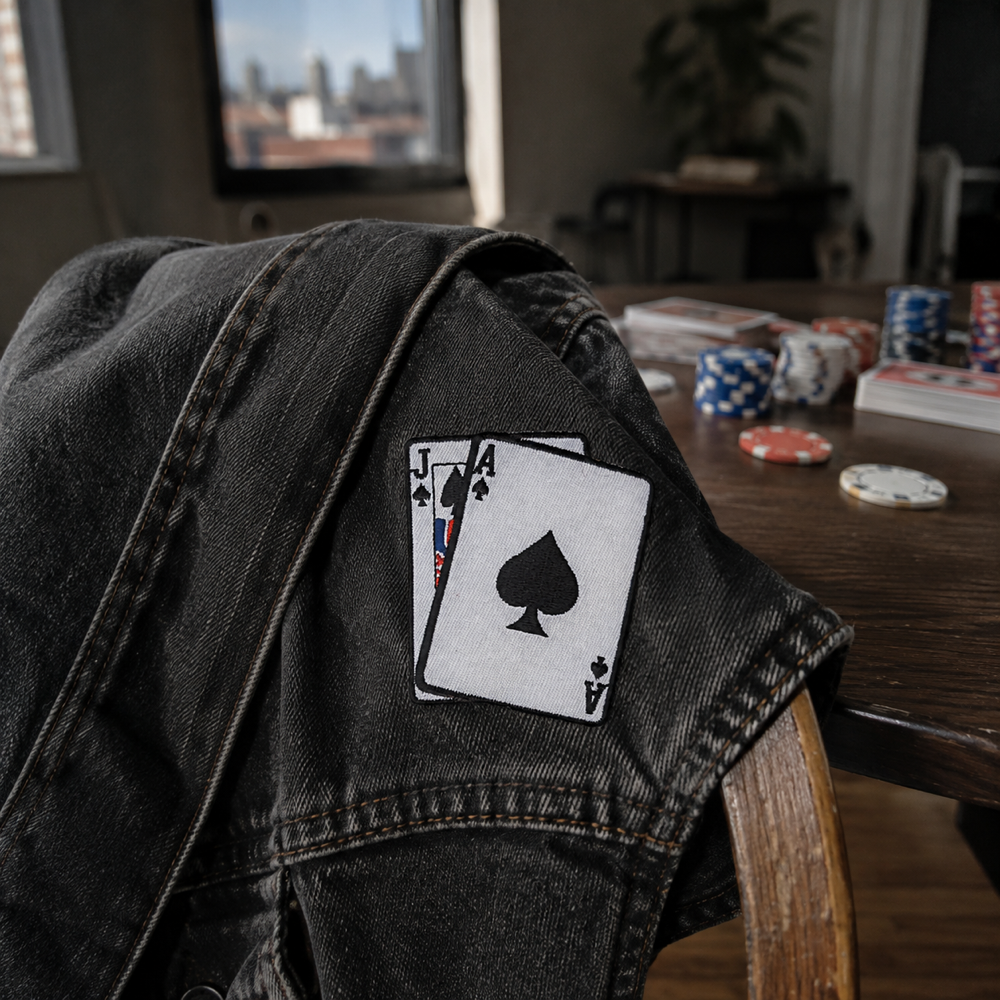 Fun Blackjack Patch shown in a street-style lifestyle setting