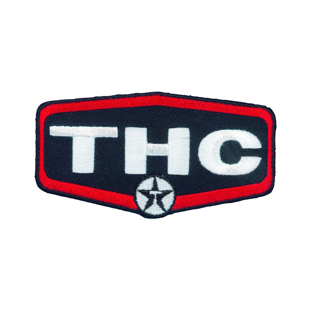 THC Lone Star Patch featuring a black, white, and red embroidered Texas-inspired badge with a Lone Star emblem
