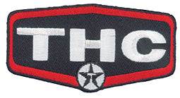 THC Lone Star Patch featuring a black, white, and red embroidered Texas-inspired badge with a Lone Star emblem