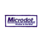 THC Microdot Patch featuring a purple and white embroidered Window to the Mind graphic on a slim rectangular patch