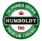 THC Humboldt Patch featuring a vintage California Grown embroidered design with green, black, red, and white stitching on a circular patch
