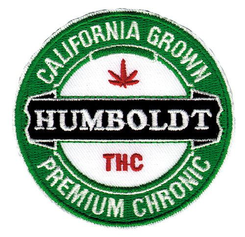 THC Humboldt Patch featuring a vintage California Grown embroidered design with green, black, red, and white stitching on a circular patch