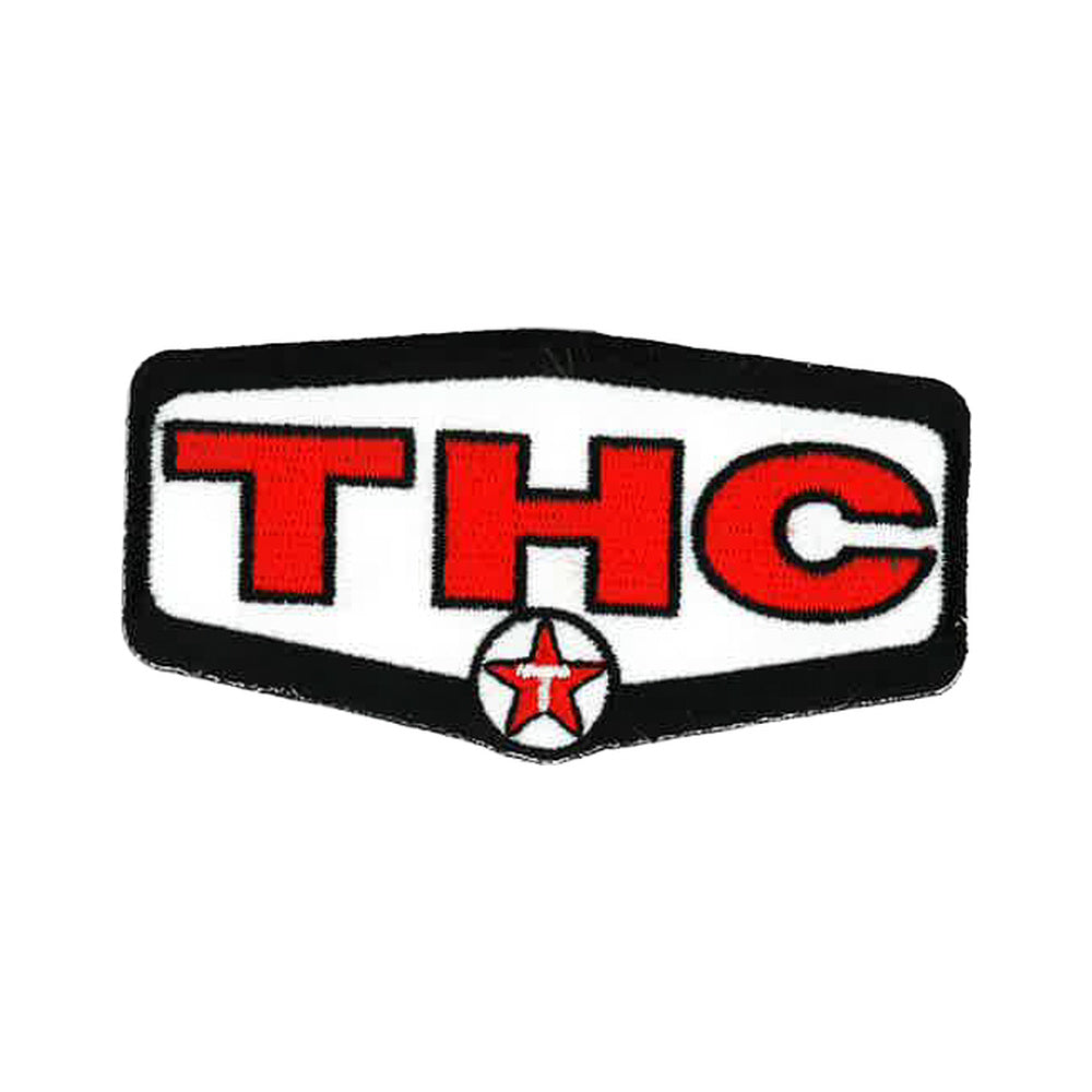 THC Lone Star embroidered patch with bold red lettering and Texas star detail
