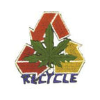 THC Recycle Leaf embroidered patch with cannabis leaf inside colorful recycle symbol