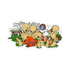 THC Alien Posse sticker with cartoon aliens in desert scene with smoke and psychedelic details
