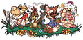 THC Farm sticker with cartoon farm animals mushroom details and psychedelic artwork