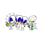 THC Alien Quartet sticker with four psychedelic alien characters smoking and holding bong
